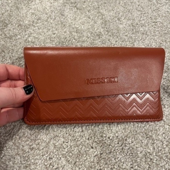 Missoni Designer Leather‎ Suede Brown Wallet Makeup Pouch Sunglasses Case - Picture 1 of 4